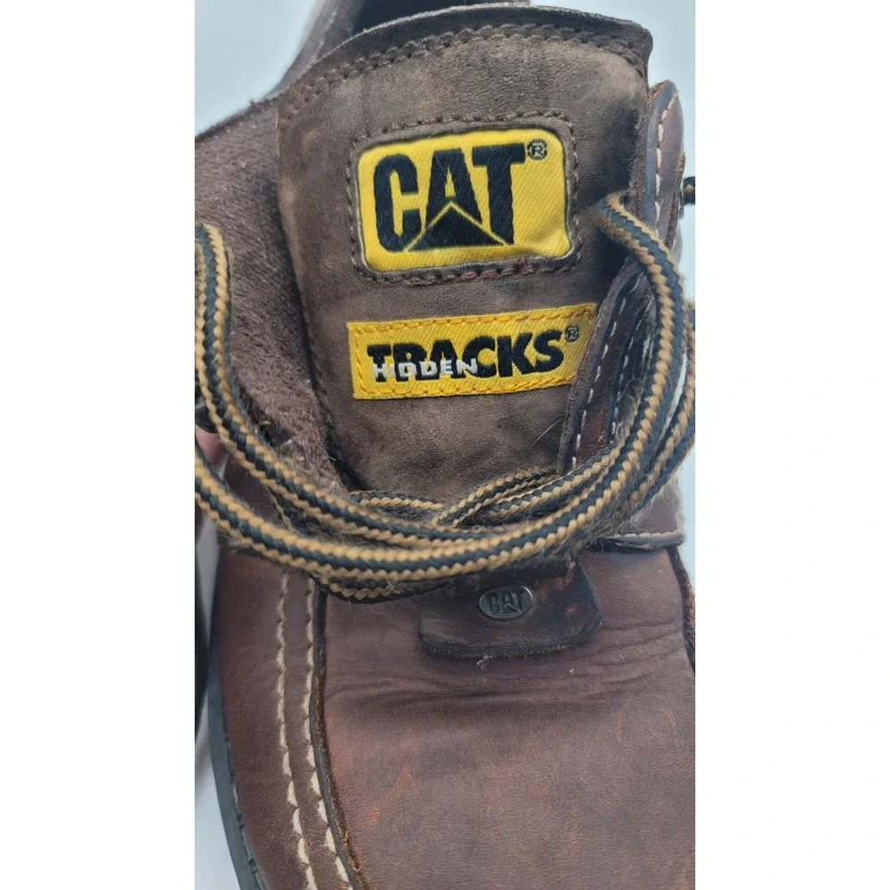 CAT Tracks Caterpillar Leather Oxford Shoes Brown Lug Sole Y2K Mens 10